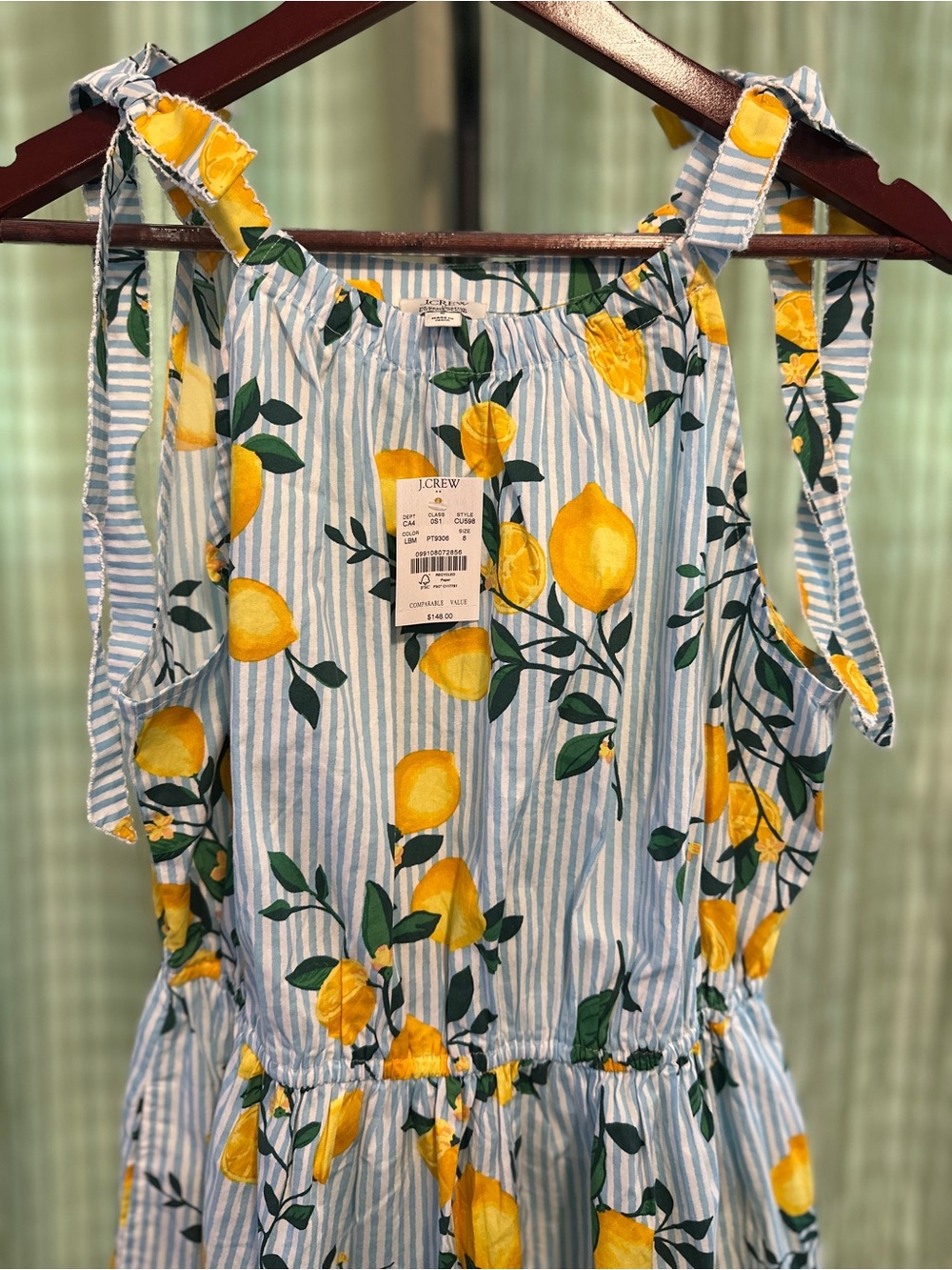 J. Crew Lemon Print Striped Maxi Dress - Picture 4 of 6